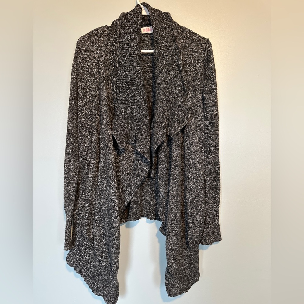 SO Gray Chunky Knit Open Front Cardigan